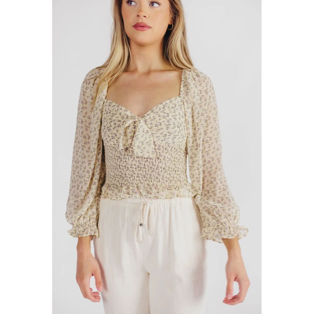 NWT Dress Forum Floral‎ Tie Sweetheart Smocked Bodice Balloon Sleeve Top Sz S